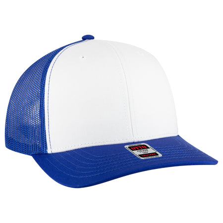 OTTO CAP 6 Panel Mid Profile Mesh Back Trucker Hat OTTO 112-1-011601 - Ryl/Wht/Ryl Otto Cap