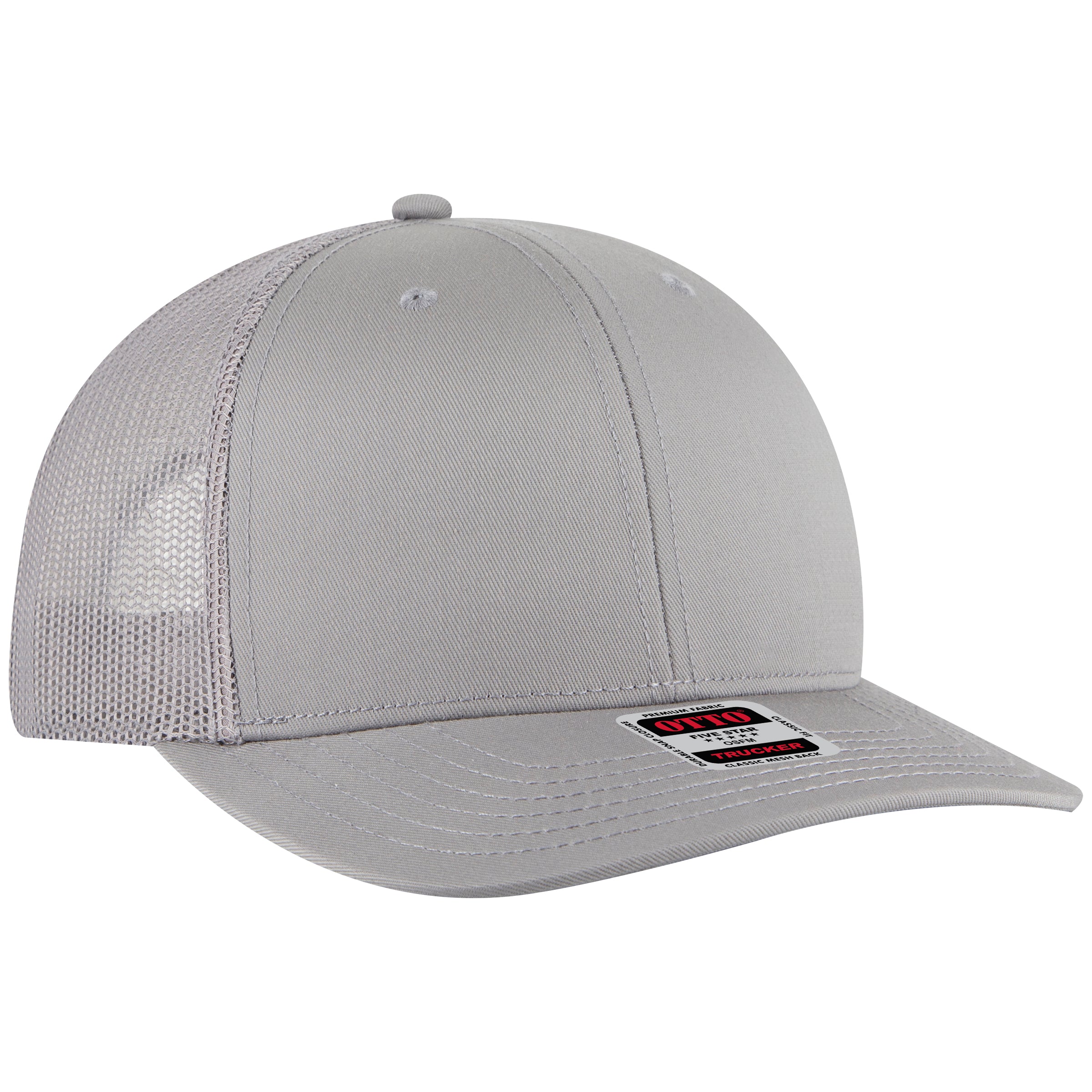 OTTO CAP 6 Panel Mid Profile Mesh Back Trucker Hat OTTO 112-1-014 - Gray Otto Cap