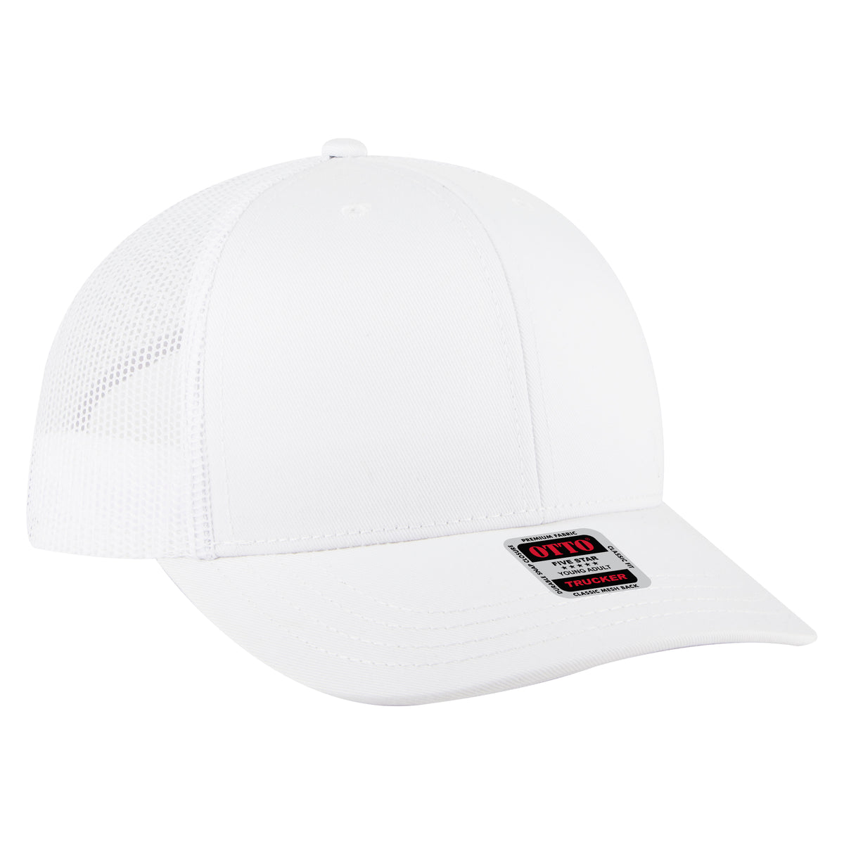 OTTO CAP 6 Panel Mid Profile Mesh Back Trucker Hat OTTO 112-1-016 - White Otto Cap