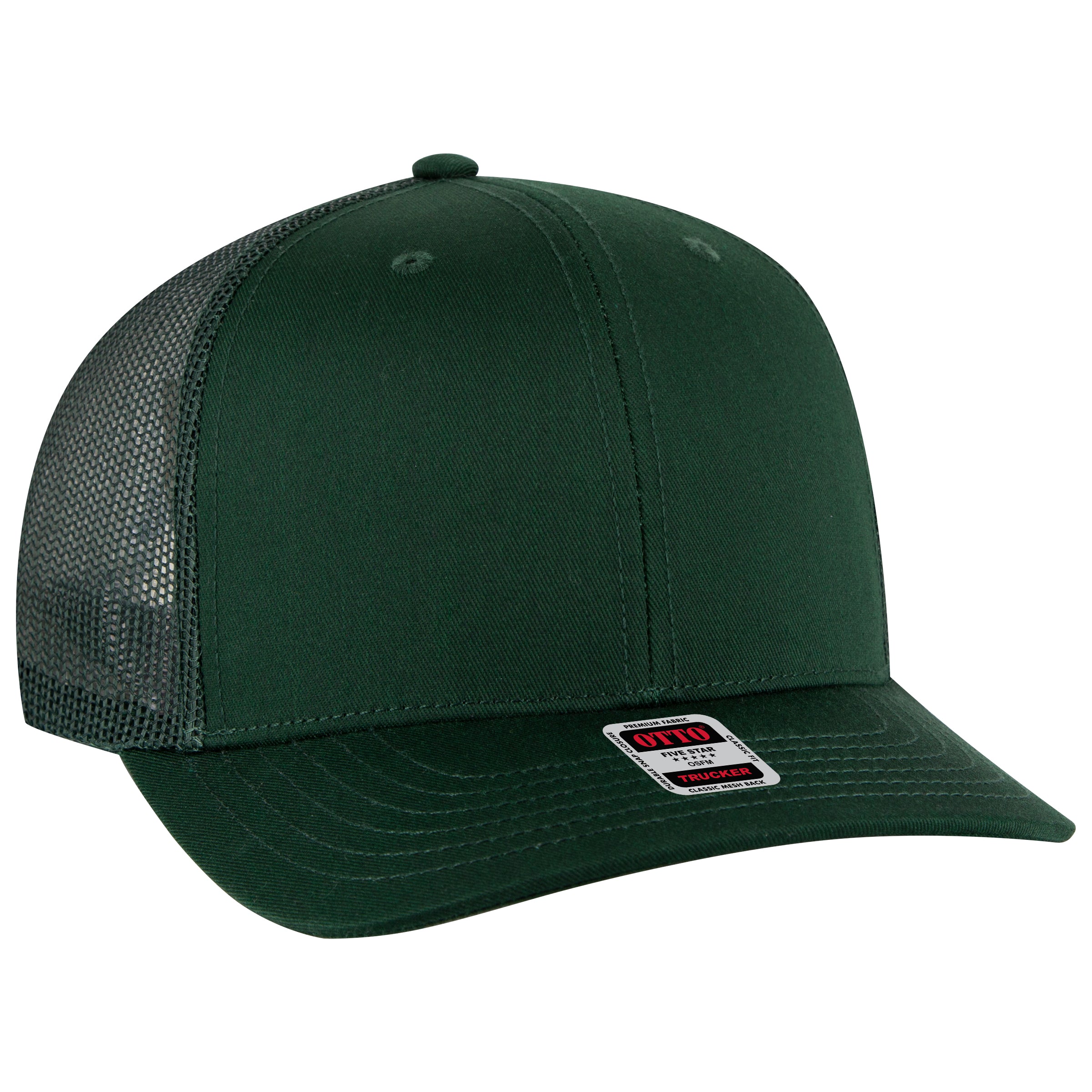 OTTO CAP 6 Panel Mid Profile Mesh Back Trucker Hat OTTO 112-1-017 - Dk. Green Otto Cap 017 - Dk. Green OSFM - Adult