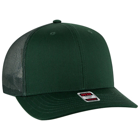 OTTO CAP 6 Panel Mid Profile Mesh Back Trucker Hat OTTO 112-1-017 - Dk. Green Otto Cap