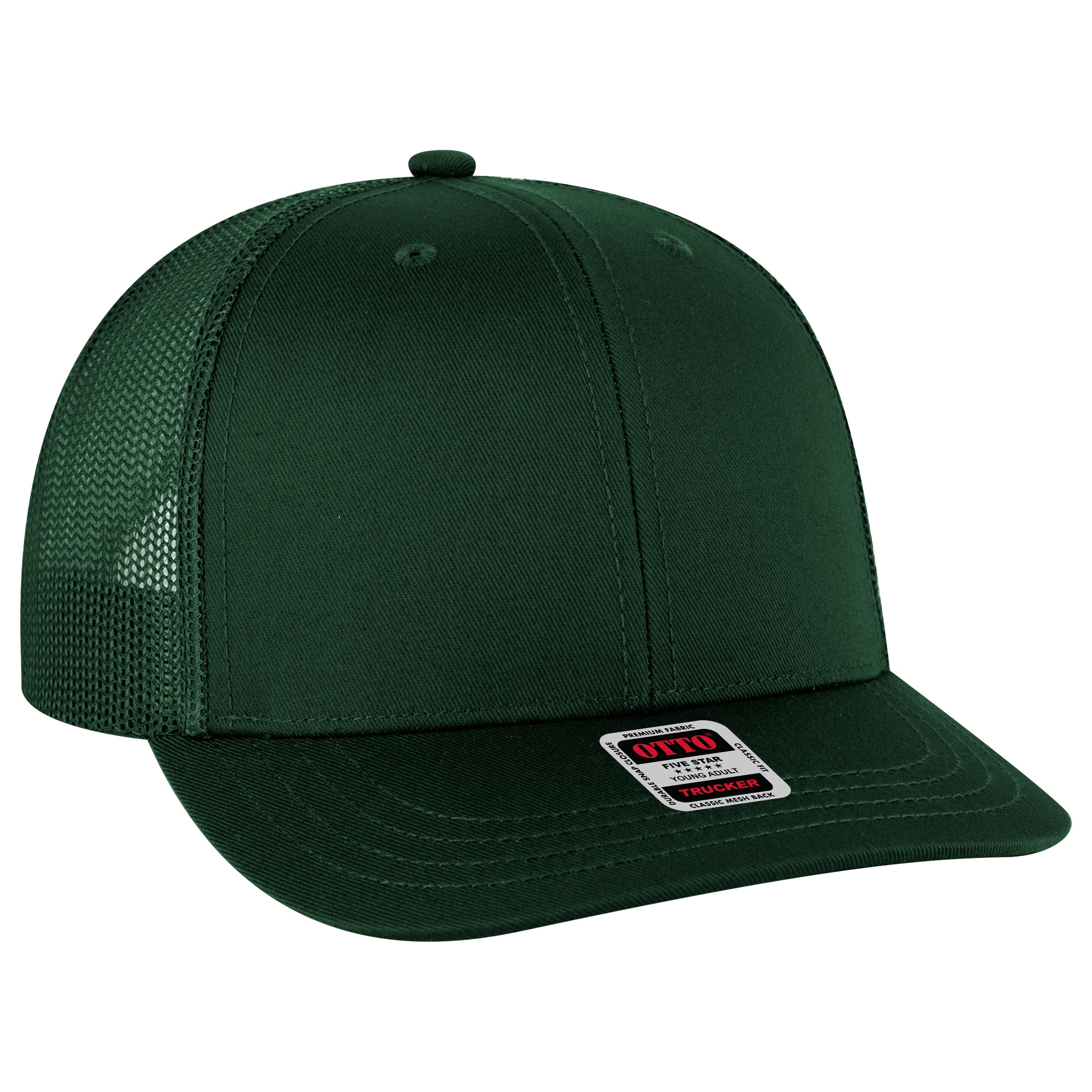 OTTO CAP 6 Panel Mid Profile Mesh Back Trucker Hat OTTO 112-1-017 - Dk. Green Otto Cap