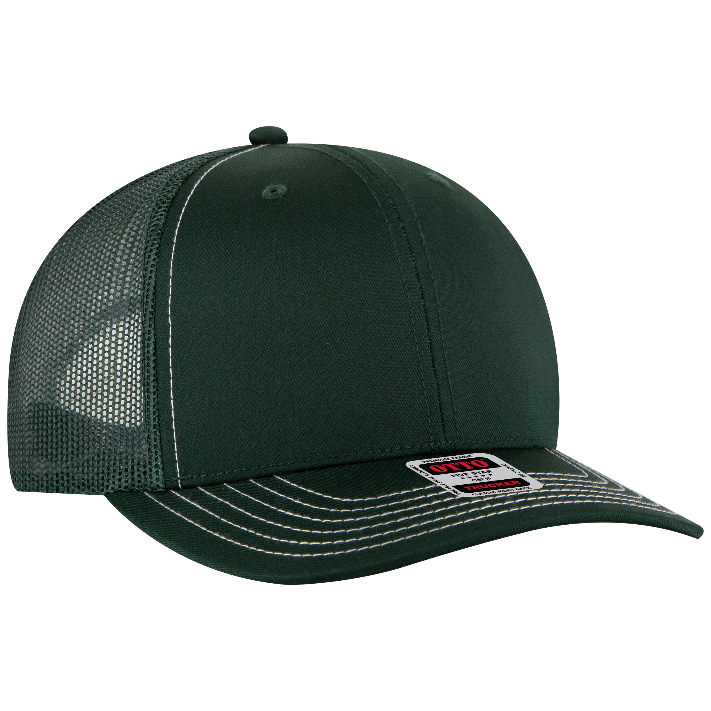 OTTO CAP 6 Panel Mid Profile Mesh Back Trucker Hat OTTO 112-1-017A - Dk. Green Otto Cap 017A - Dk. Green OSFM - Adult