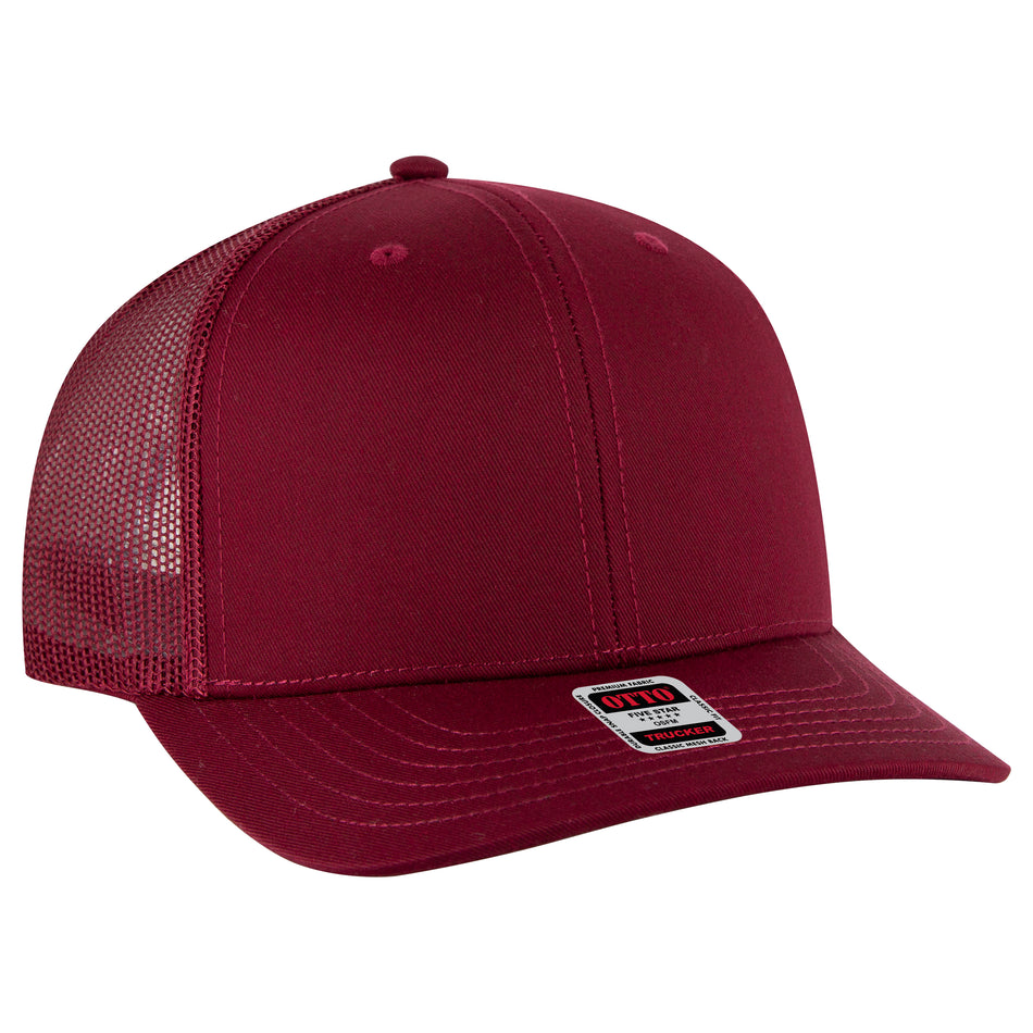 OTTO CAP 6 Panel Mid Profile Mesh Back Trucker Hat OTTO 112-1-019 - Burg. Marn Otto Cap 019 - Burg. Marn OSFM - Adult