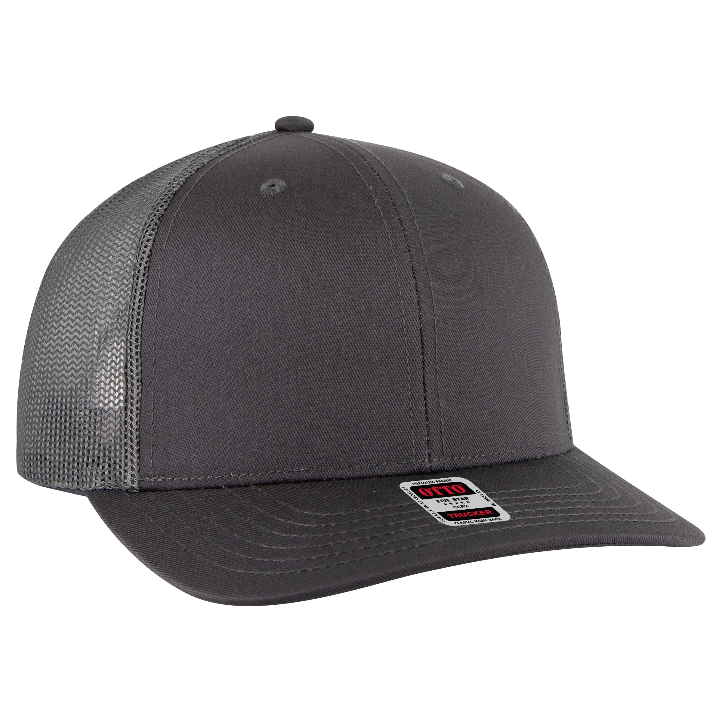 OTTO CAP 6 Panel Mid Profile Mesh Back Trucker Hat OTTO 112-1 Otto Cap 025 - Char. Gray OSFM - Adult