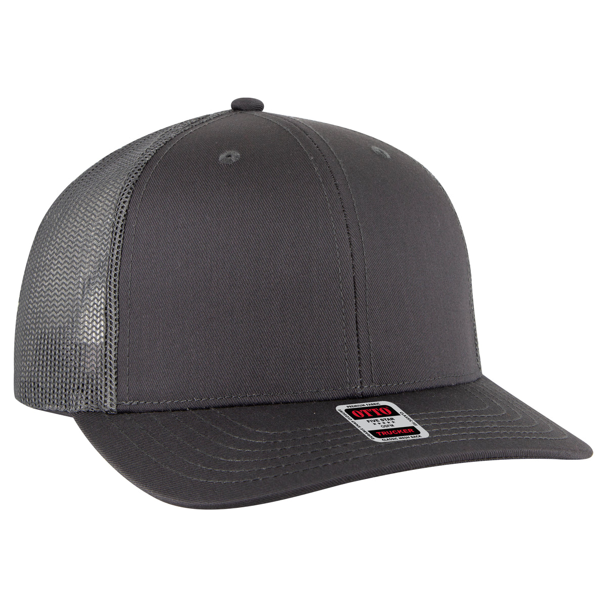 OTTO CAP 6 Panel Mid Profile Mesh Back Trucker Hat OTTO 112-1-025 - Char. Gray Otto Cap 025 - Char. Gray OSFM - Adult