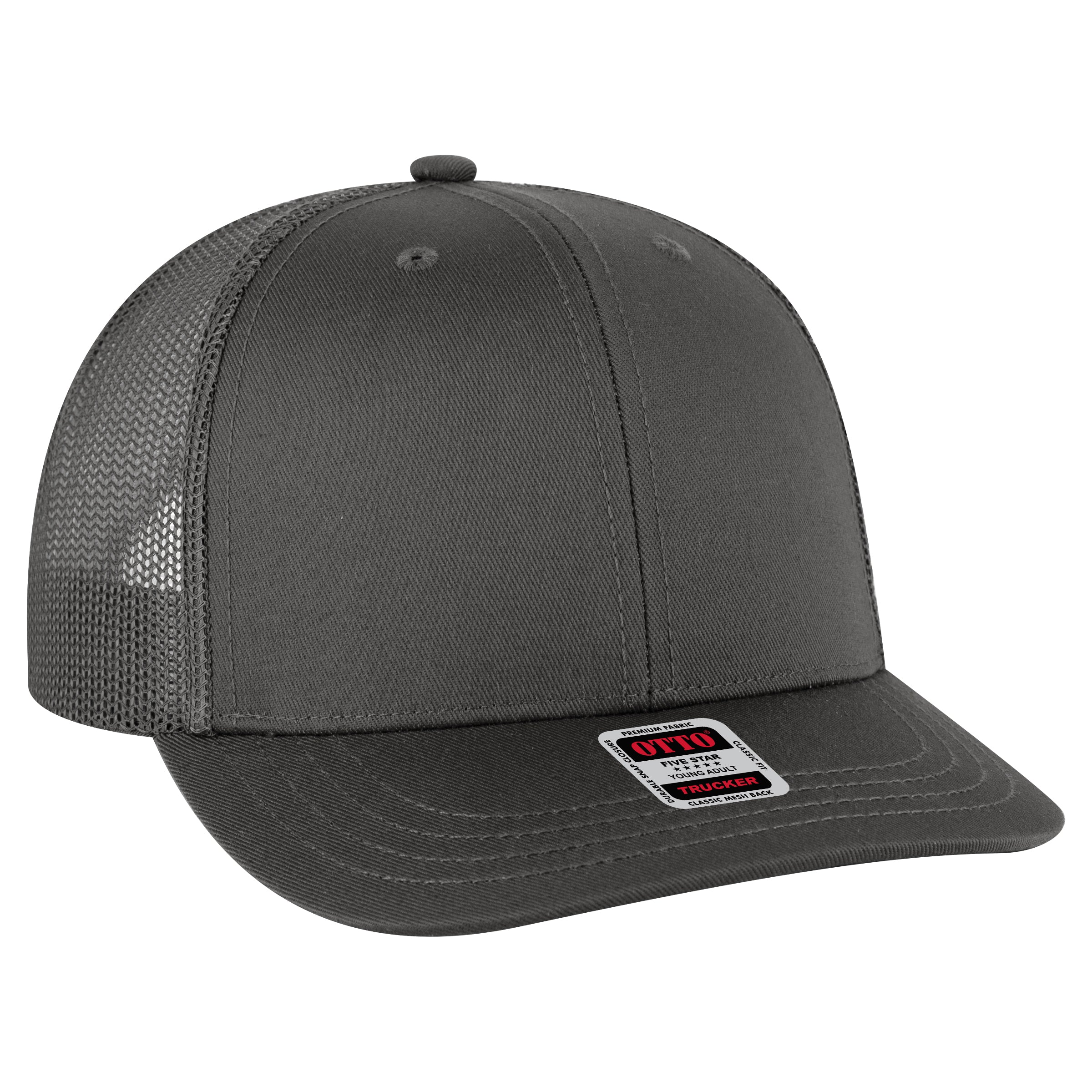 OTTO CAP 6 Panel Mid Profile Mesh Back Trucker Hat OTTO 112-1-025 - Char. Gray Otto Cap