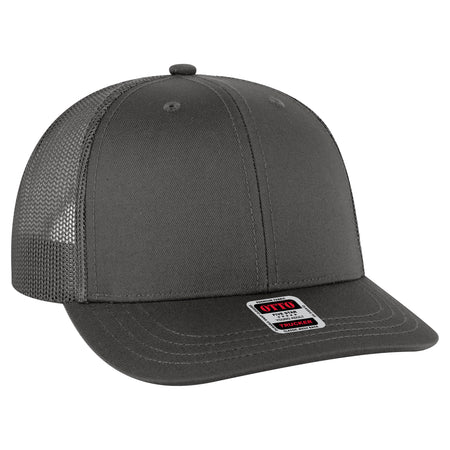 OTTO CAP 6 Panel Mid Profile Mesh Back Trucker Hat OTTO 112-1-025 - Char. Gray Otto Cap 025 - Char. Gray Young Adult