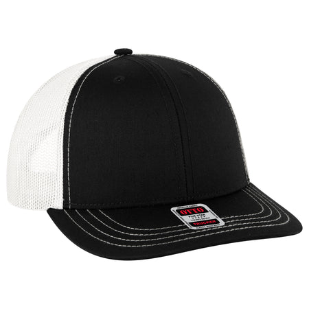 OTTO CAP 6 Panel Mid Profile Mesh Back Trucker Hat OTTO 112-1 Otto Cap 030316 - Blk/Blk/Wht Young Adult