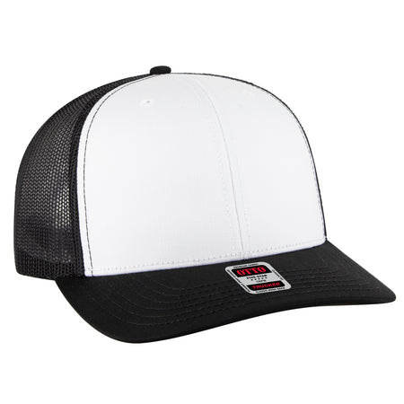 OTTO CAP 6 Panel Mid Profile Mesh Back Trucker Hat OTTO 112-1-031603 - Blk/Wht/Blk Otto Cap