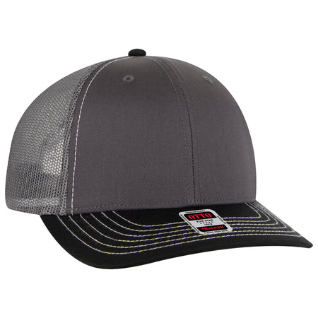 OTTO CAP 6 Panel Mid Profile Mesh Back Trucker Hat OTTO 112-1-032525 - Blk/Ch.Gry/Ch.Gry Otto Cap 032525 - Blk/Ch.Gry/Ch.Gry OSFM - Adult