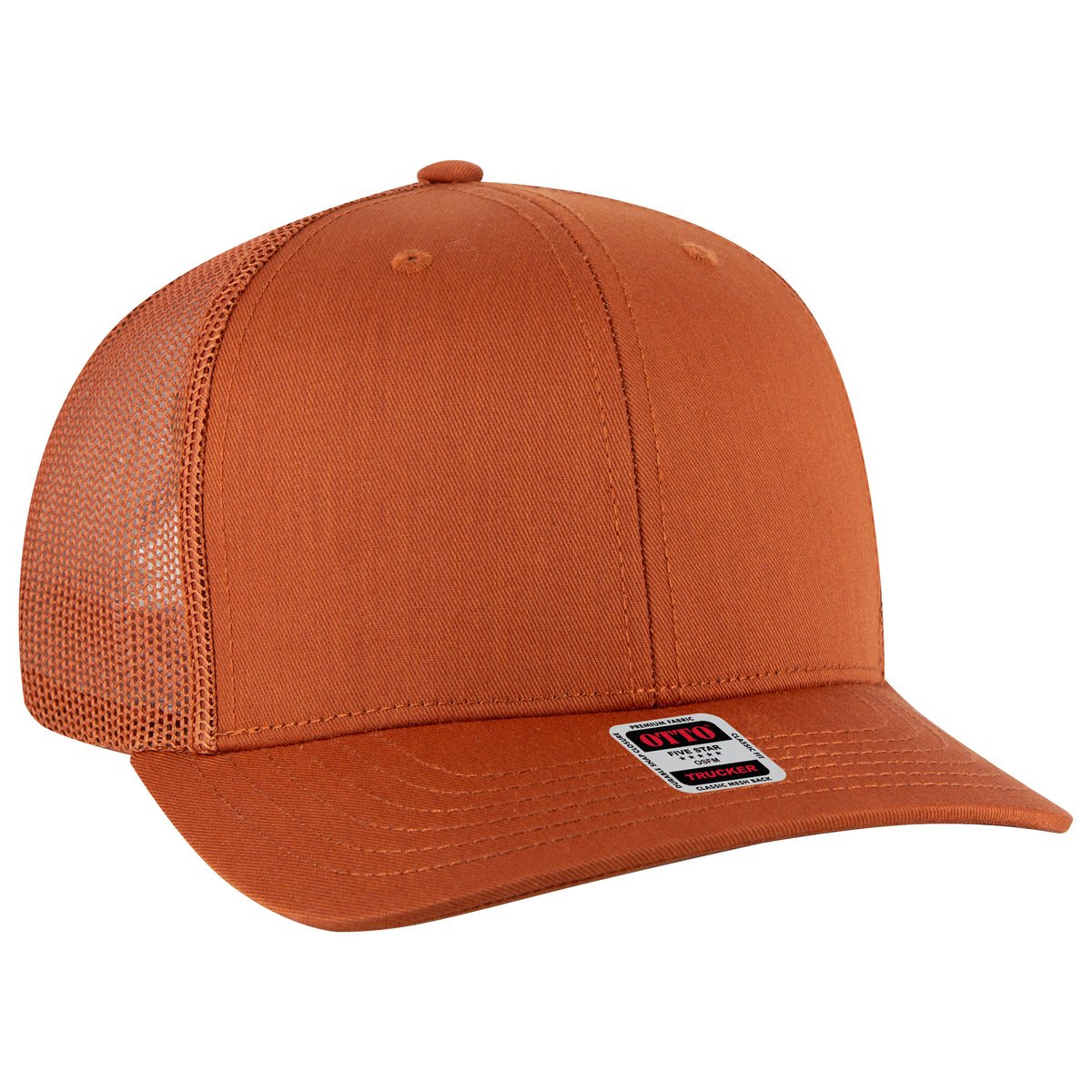 OTTO CAP 6 Panel Mid Profile Mesh Back Trucker Hat OTTO 112-1-044 - Tx. Orange Otto Cap 044 - Tx. Orange OSFM - Adult