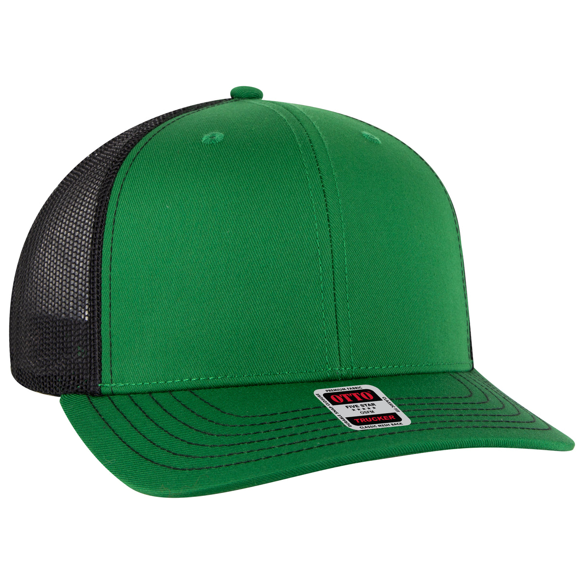 OTTO CAP 6 Panel Mid Profile Mesh Back Trucker Hat OTTO 112-1-050503 - Kly/Kly/Blk Otto Cap