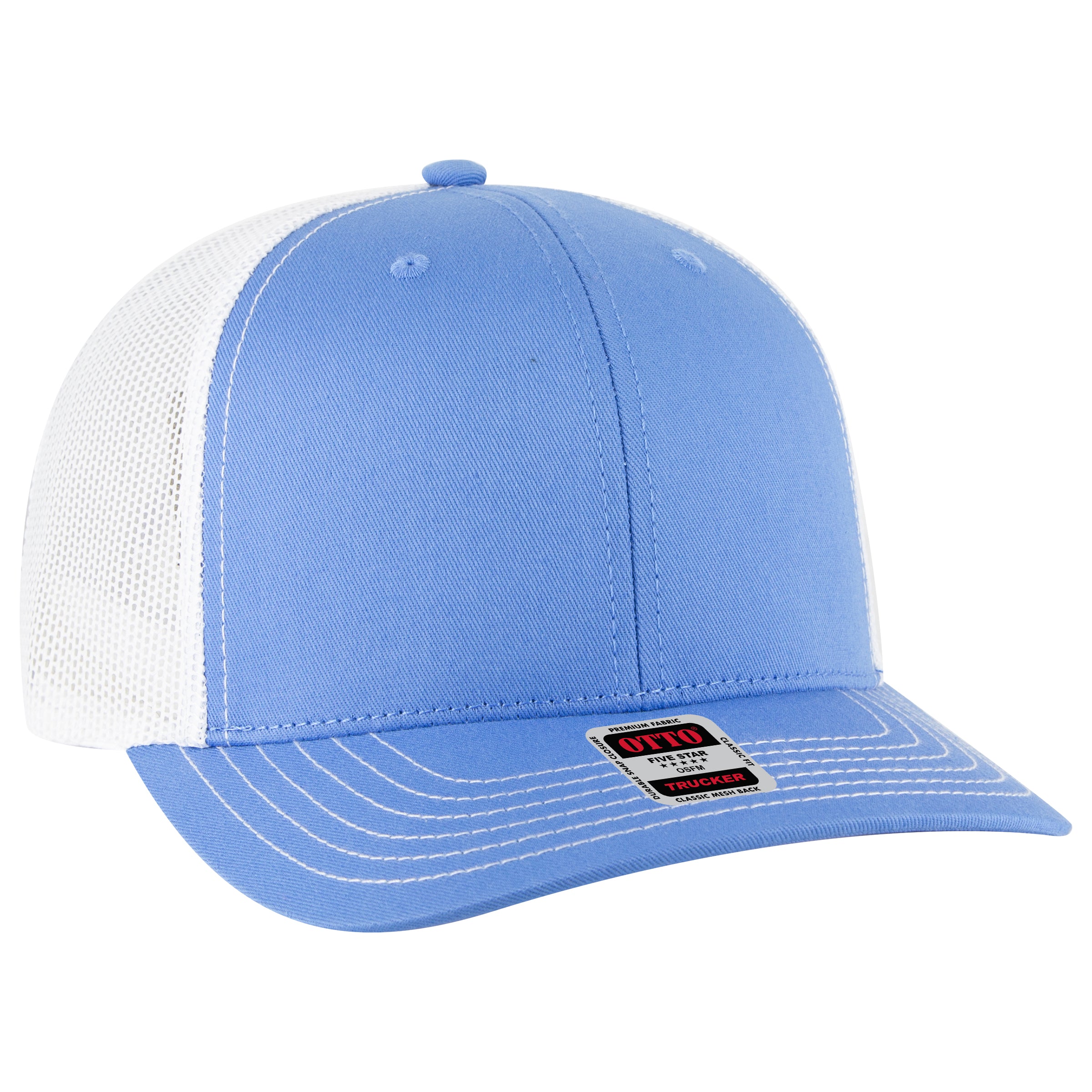 OTTO CAP 6 Panel Mid Profile Mesh Back Trucker Hat OTTO 112-1-080816 - Col. Blue/Col.Blue/Wht Otto Cap 080816 - Col. Blue/Col.Blue/Wht OSFM - Adult