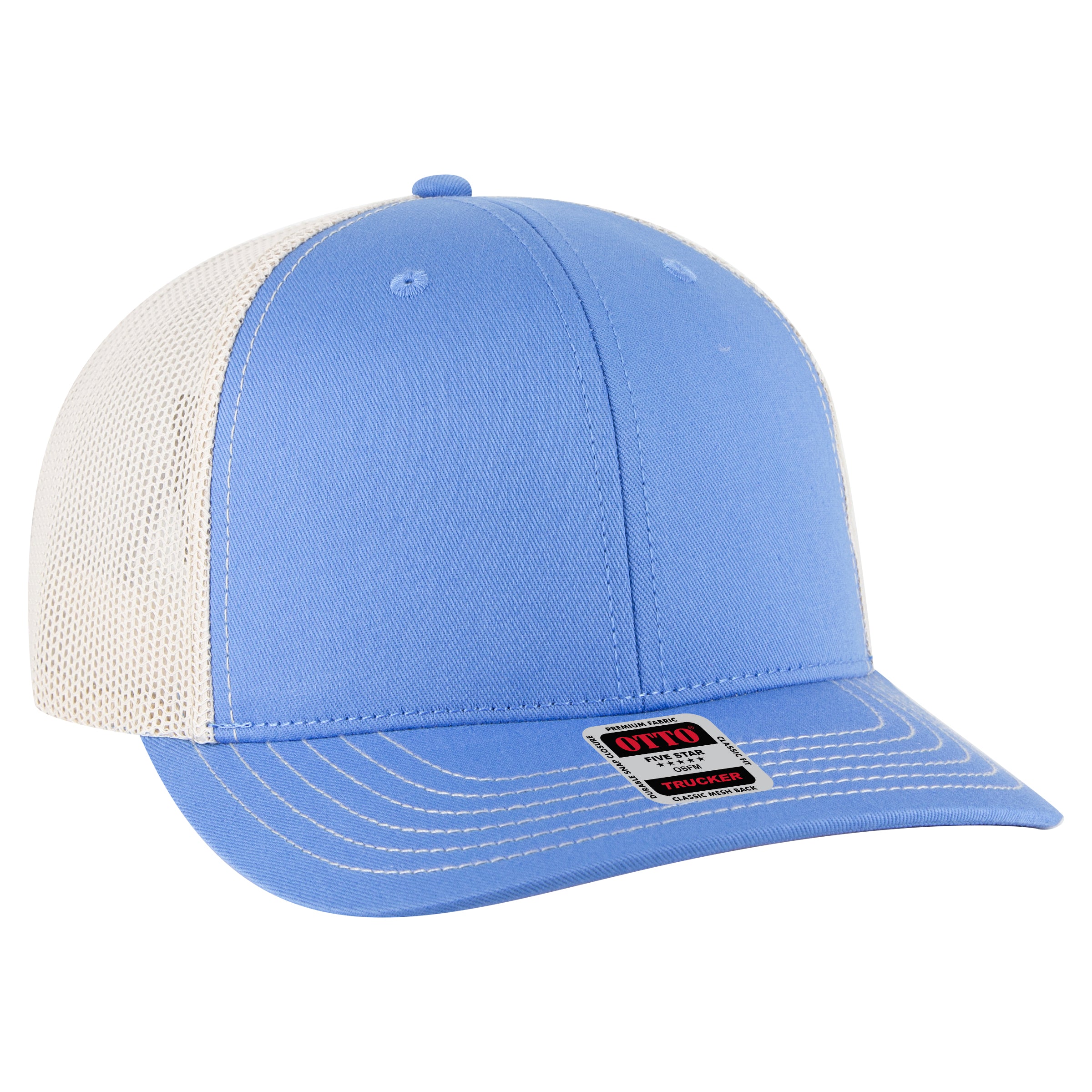 OTTO CAP 6 Panel Mid Profile Mesh Back Trucker Hat OTTO 112-1-080835 - Col. Blue/Col.Blue/Stn.Gry Otto Cap 080835 - Col. Blue/Col.Blue/Stn.Gry OSFM - Adult