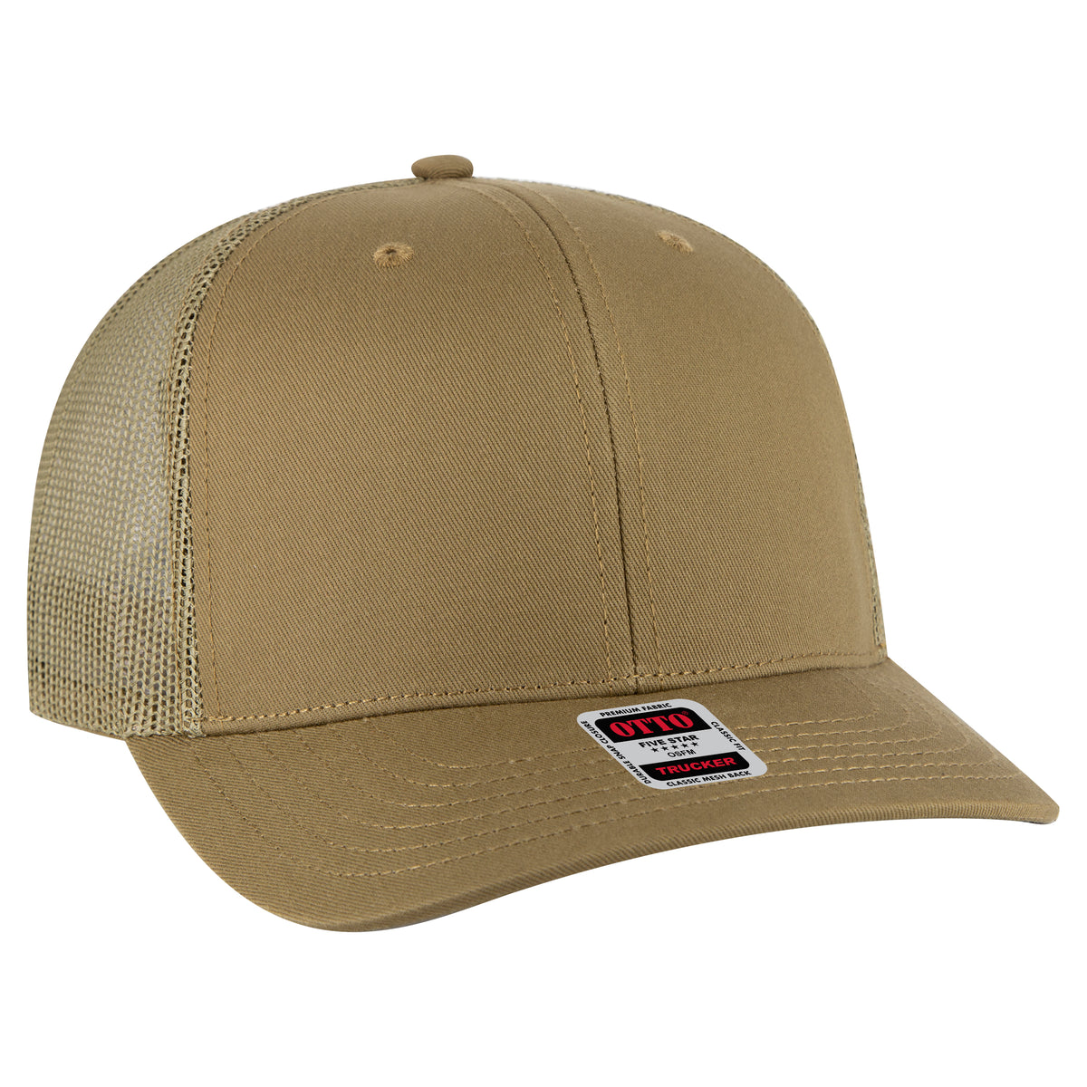 OTTO CAP 6 Panel Mid Profile Mesh Back Trucker Hat OTTO 112-1-084 - Coyote Brown Otto Cap