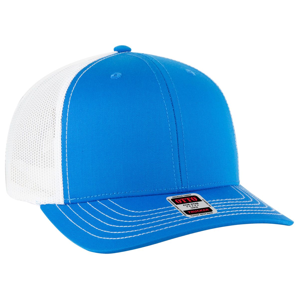 OTTO CAP 6 Panel Mid Profile Mesh Back Trucker Hat OTTO 112-1-10410416 - Lk.Blue/Lk.Blue/Wht Otto Cap