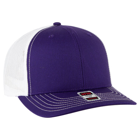 OTTO CAP 6 Panel Mid Profile Mesh Back Trucker Hat OTTO 112-1-111116 - Pur/Pur/Wht Otto Cap