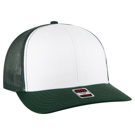 OTTO CAP 6 Panel Mid Profile Mesh Back Trucker Hat OTTO 112-1-171617 - Dk.Grn/Wht/Dk.Grn Otto Cap