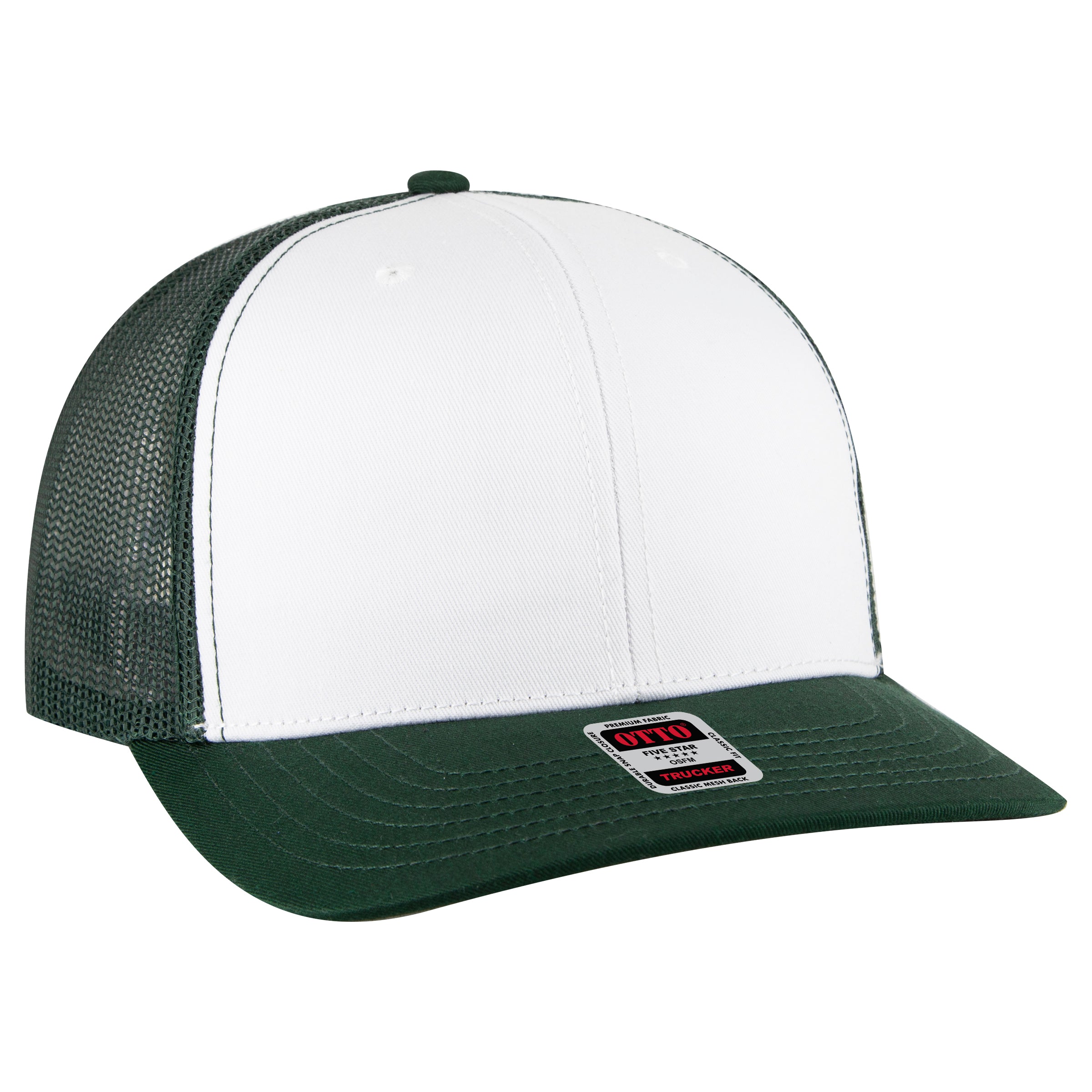 OTTO CAP 6 Panel Mid Profile Mesh Back Trucker Hat OTTO 112-1-171617 - Dk.Grn/Wht/Dk.Grn Otto Cap 171617 - Dk.Grn/Wht/Dk.Grn OSFM - Adult