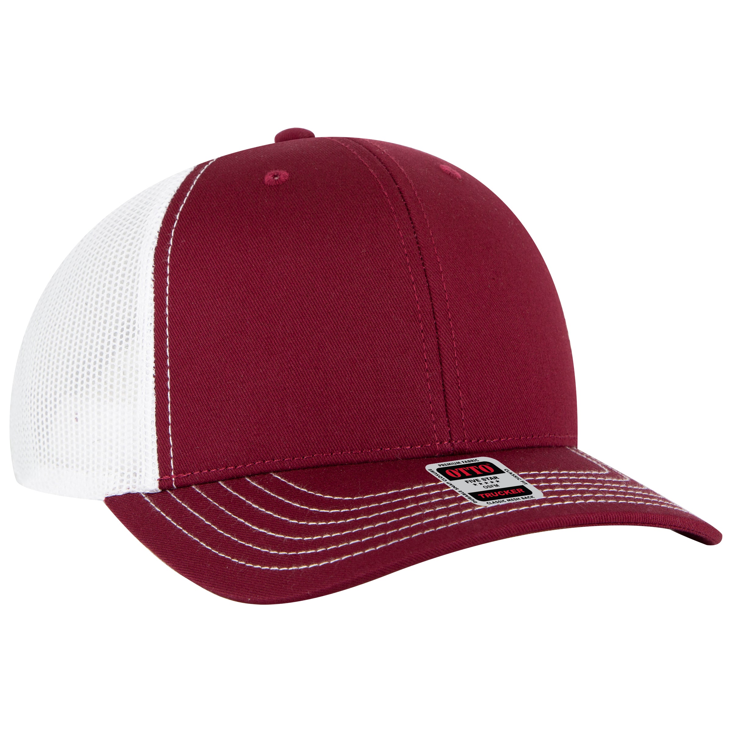 OTTO CAP 6 Panel Mid Profile Mesh Back Trucker Hat OTTO 112-1-191916 - Bg.Mrn/Bg.Mrn/Wht Otto Cap 191916 - Bg.Mrn/Bg.Mrn/Wht OSFM - Adult