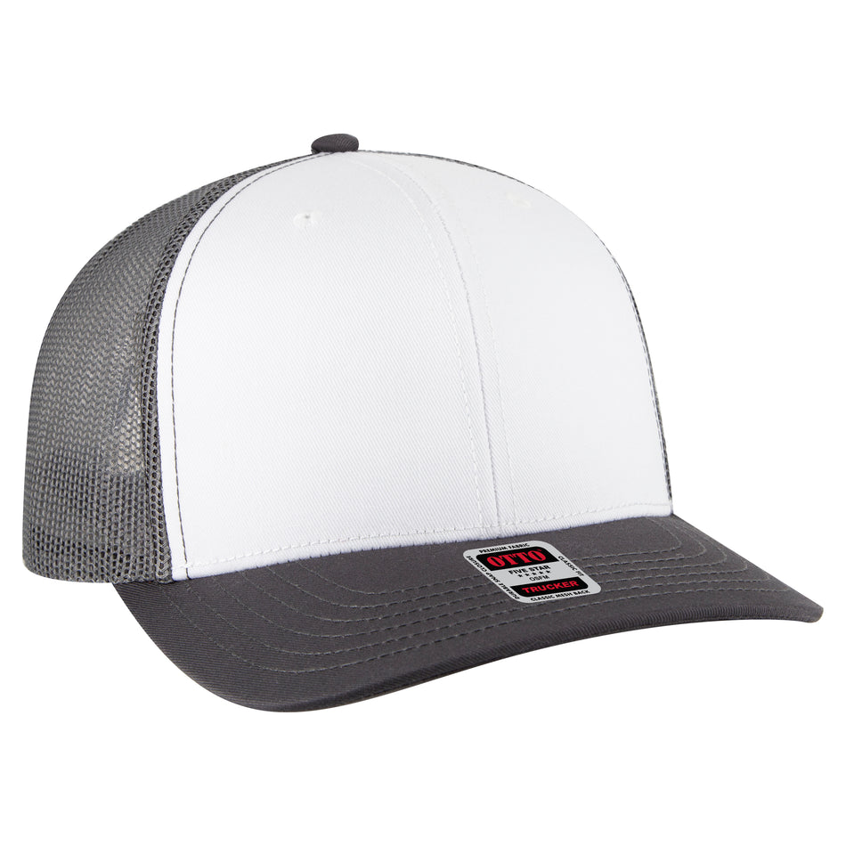 OTTO CAP 6 Panel Mid Profile Mesh Back Trucker Hat OTTO 112-1-251625 - Ch.Gry/Wht/Ch.Gry Otto Cap 251625 - Ch.Gry/Wht/Ch.Gry OSFM - Adult