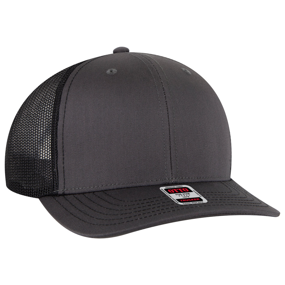 OTTO CAP 6 Panel Mid Profile Mesh Back Trucker Hat OTTO 112-1-252503 - Ch.Gry/Ch.Gry/Blk Otto Cap 252503 - Ch.Gry/Ch.Gry/Blk OSFM - Adult