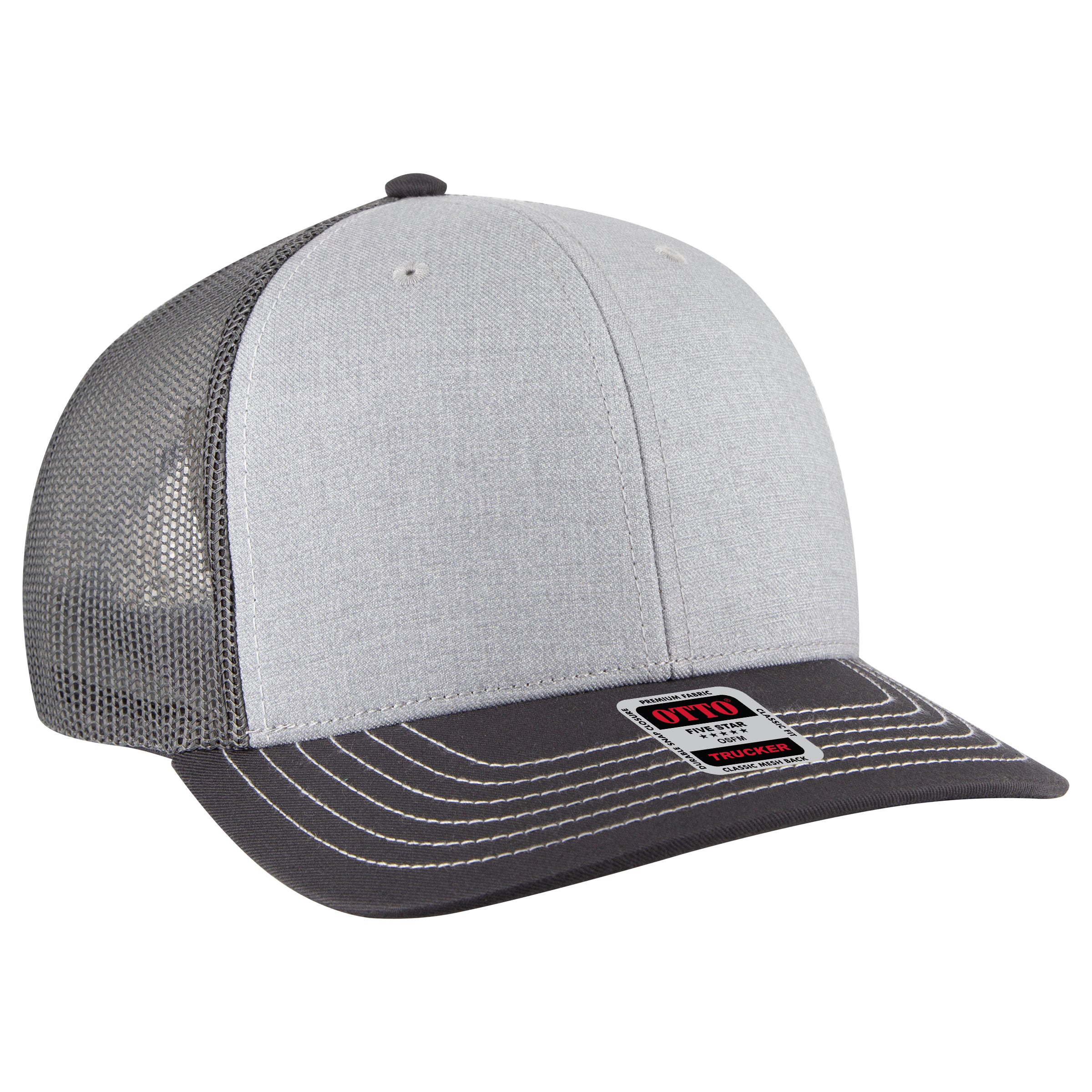 OTTO CAP 6 Panel Mid Profile Mesh Back Trucker Hat OTTO 112-1-257425 - CharcoalGray/HeatherGray/CharcoalGray Otto Cap 257425 - CharcoalGray/HeatherGray/CharcoalGray OSFM - Adult