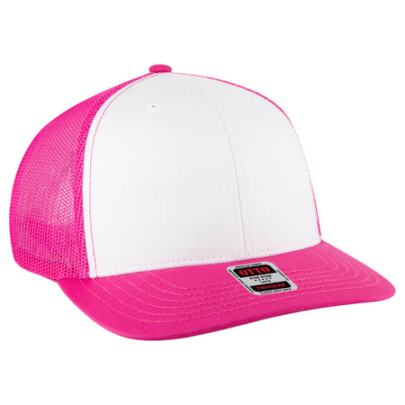 OTTO CAP 6 Panel Mid Profile Mesh Back Trucker Hat OTTO 112-1-421642 - H.Pnk/Wht/H.Pnk Otto Cap