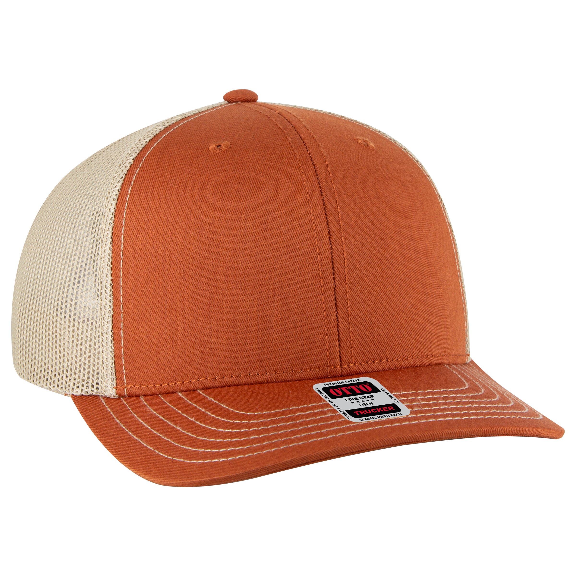 OTTO CAP 6 Panel Mid Profile Mesh Back Trucker Hat OTTO 112-1-444432 - Tx.Org/Tx.Org/Kha Otto Cap 444432 - Tx.Org/Tx.Org/Kha OSFM - Adult