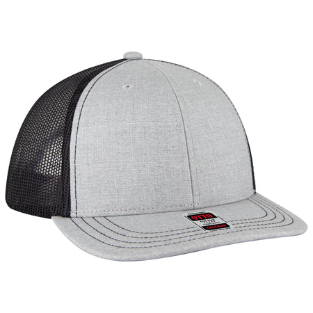 OTTO CAP 6 Panel Mid Profile Mesh Back Trucker Hat OTTO 112-1-747403 - H. Gry/H. Gry/Blk Otto Cap