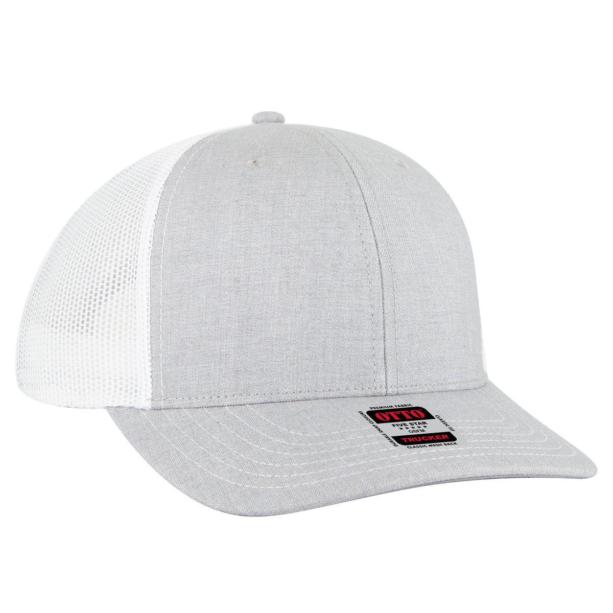 OTTO CAP 6 Panel Mid Profile Mesh Back Trucker Hat OTTO 112-1-747416 - HeatherGray/HeatherGray/White Otto Cap 747416 - HeatherGray/HeatherGray/White OSFM - Adult