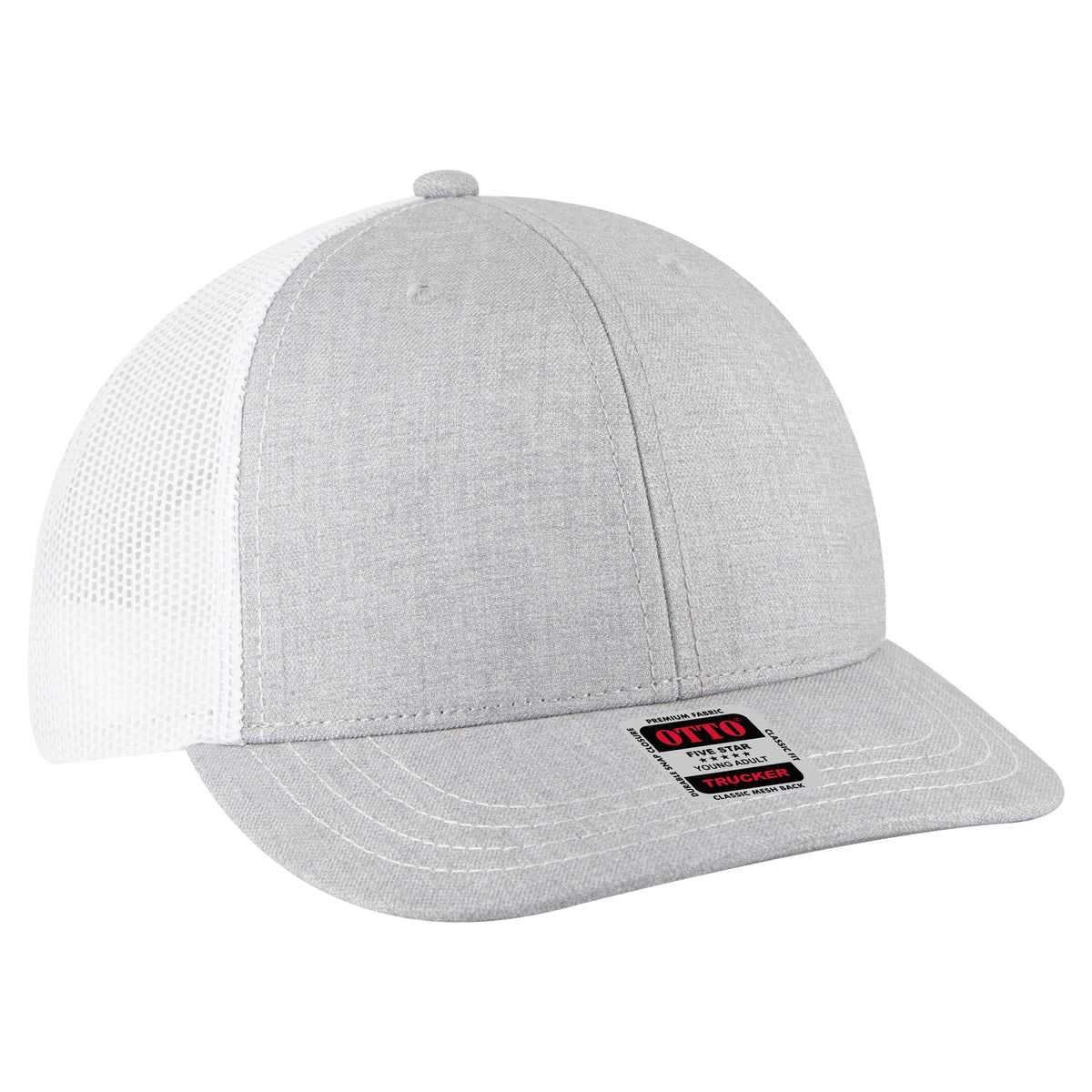 OTTO CAP 6 Panel Mid Profile Mesh Back Trucker Hat OTTO 112-1-747416 - HeatherGray/HeatherGray/White Otto Cap 747416 - HeatherGray/HeatherGray/White Young Adult