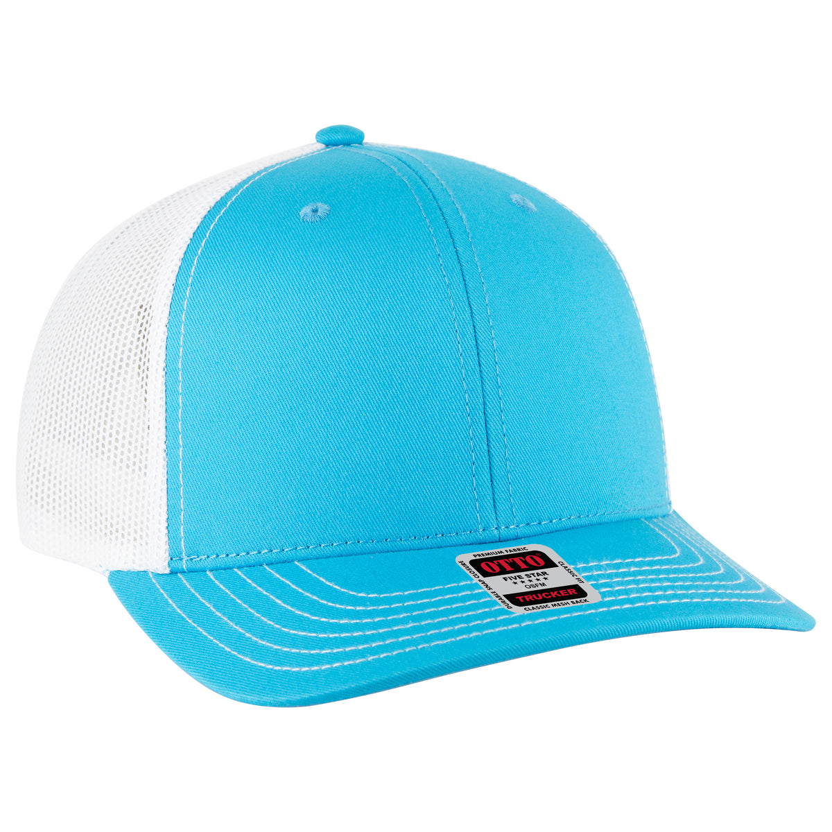 OTTO CAP 6 Panel Mid Profile Mesh Back Trucker Hat OTTO 112-1-979716 - Aqua/Aqua/Wht Otto Cap 979716 - Aqua/Aqua/Wht OSFM - Adult