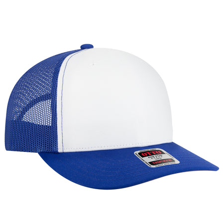 OTTO CAP Seamless 6 Panel Mid Profile Mesh Back Trucker Hat - OTTO Otto Cap 011601 - Ryl/Wht/Ryl OSFM - Adult