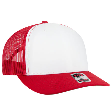 OTTO CAP Seamless 6 Panel Mid Profile Mesh Back Trucker Hat - OTTO Otto Cap 021602 - Red/Wht/Red OSFM - Adult