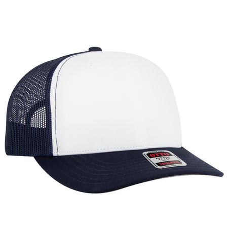 OTTO CAP Seamless 6 Panel Mid Profile Mesh Back Trucker Hat - OTTO Otto Cap 041604 - Nvy/Wht/Nvy OSFM - Adult