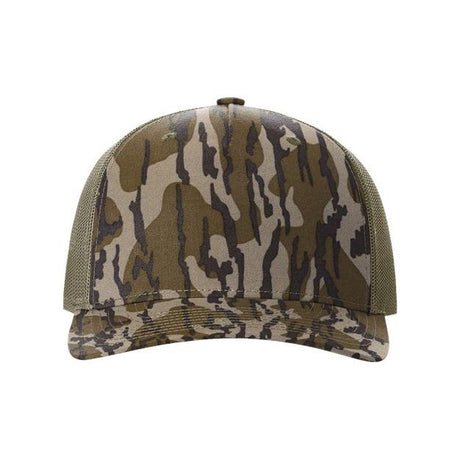 Richardson Five-Panel Printed Trucker Cap - Richardson 112PFP Richardson Mossy Oak Bottomland/ Loden Adjustable