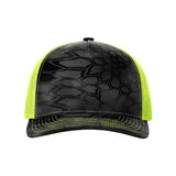 Richardson Five-Panel Printed Trucker Cap - Richardson 112PFP Richardson Kryptek Typhon/ Neon Yellow Adjustable