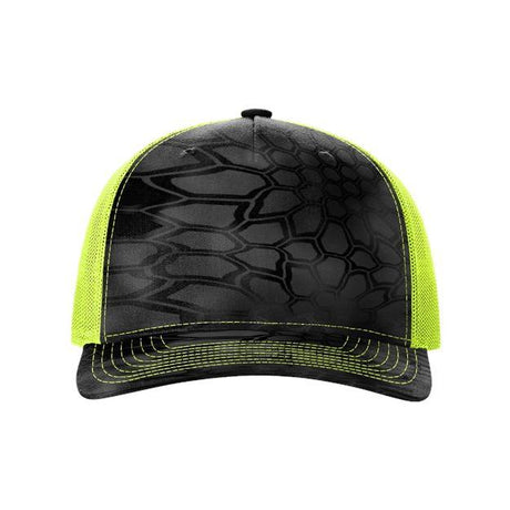 Richardson Five-Panel Printed Trucker Cap - Richardson 112PFP Richardson Kryptek Typhon/ Neon Yellow Adjustable