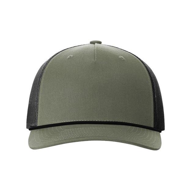 Richardson Five-Panel Trucker with Rope Cap - Richardson 112FPR Richardson Loden Green/ Black Adjustable