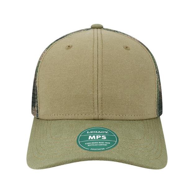 LEGACY Mid-Pro Snapback Trucker Cap - LEGACY MPS LEGACY Khaki/ Sage/ Camo Mesh Adjustable
