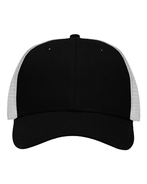 Sportsman Traditional Lo-Pro Mesh Back Trucker Fit Cap - Sportsman SP1450 Sportsman Chino Black/ White Adjustable