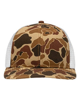 Sportsman Traditional Lo-Pro Mesh Back Trucker Fit Cap - Sportsman SP1450 Sportsman Chino Duck Camo/ White Adjustable