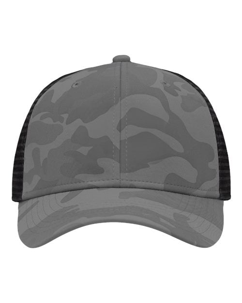 Sportsman Traditional Lo-Pro Mesh Back Trucker Fit Cap - Sportsman SP1450 Sportsman Grey Camo/ Black Adjustable