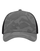 Sportsman Traditional Lo-Pro Mesh Back Trucker Fit Cap - Sportsman SP1450 Sportsman Grey Camo/ Black Adjustable