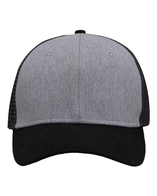 Sportsman Traditional Lo-Pro Mesh Back Trucker Fit Cap - Sportsman SP1450 Sportsman Heather Grey/ Charcoal/ Black Adjustable