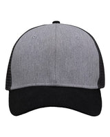 Sportsman Traditional Lo-Pro Mesh Back Trucker Fit Cap - Sportsman SP1450 Sportsman Heather Grey/ Charcoal/ Black Adjustable