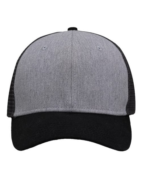 Sportsman Traditional Lo-Pro Mesh Back Trucker Fit Cap - Sportsman SP1450 Sportsman Heather Grey/ Charcoal/ Black Adjustable