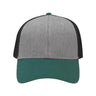 Sportsman Traditional Lo-Pro Mesh Back Trucker Fit Cap - Sportsman SP1450 Sportsman Heather Grey/ Charcoal/ Forest Green Adjustable